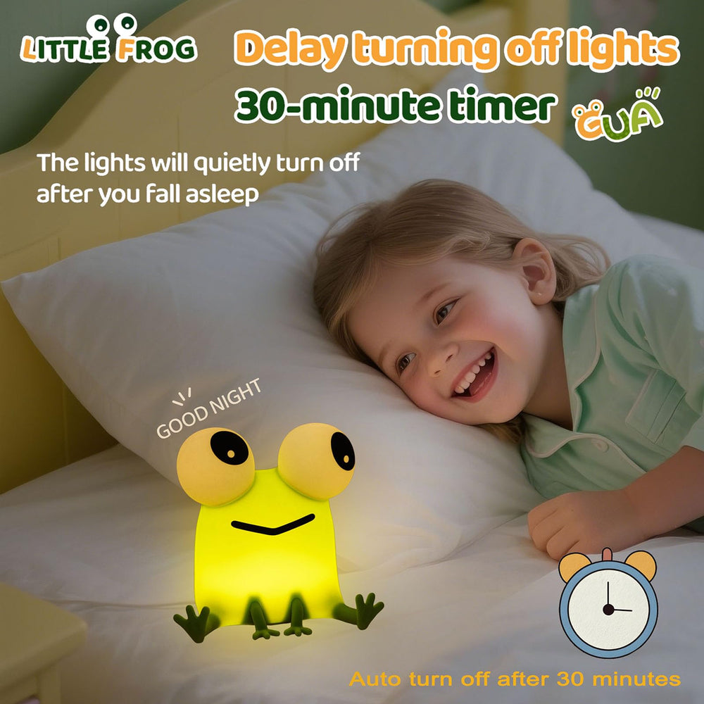 DREAMING MY DREAM Frogs Night Light turned on showing warm ambient light