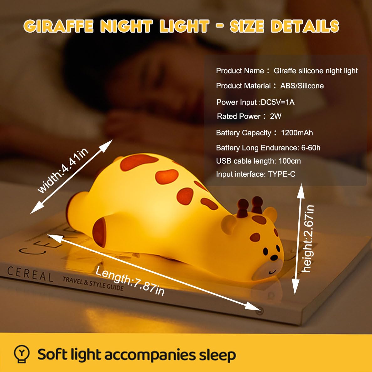 DREAMING MY DREAM giraffe night light adds cute bedside decor to nursery or kid's room