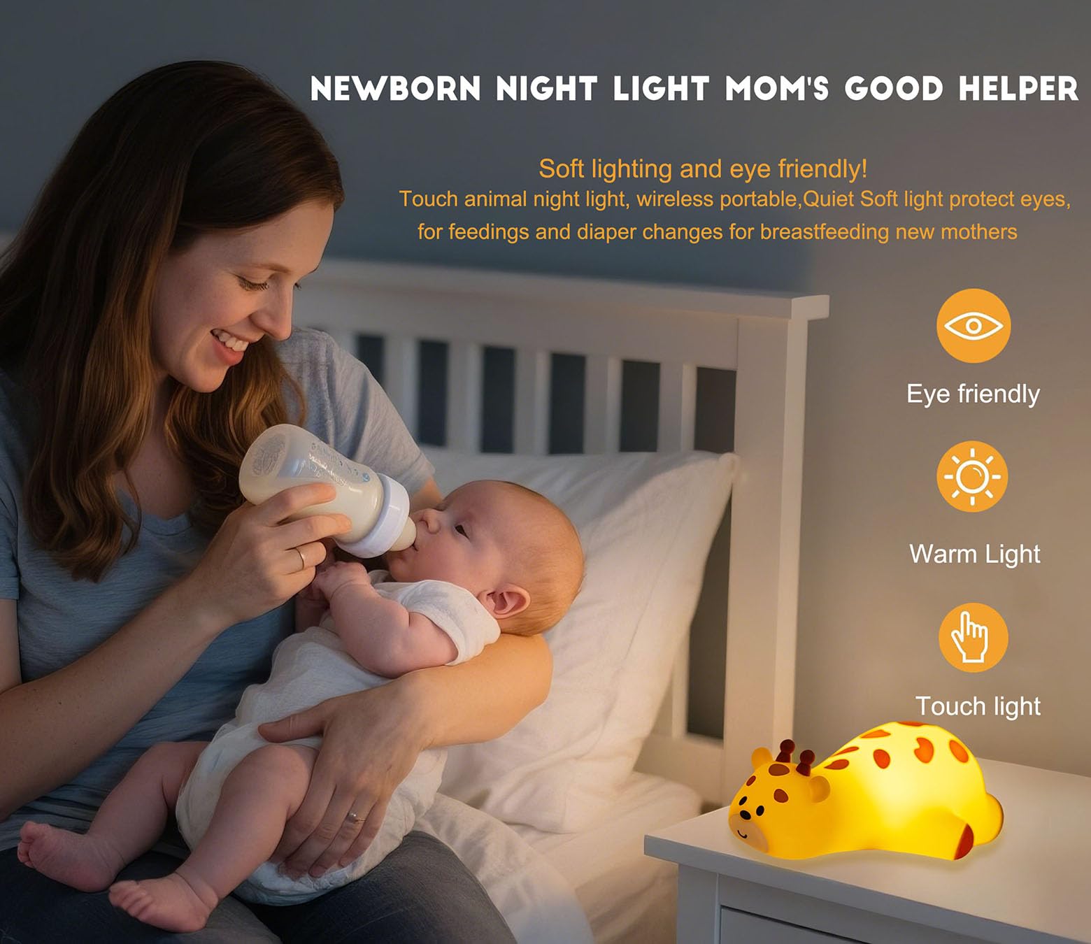 DREAMING MY DREAM giraffe night light is cordless and USB rechargeable for travel