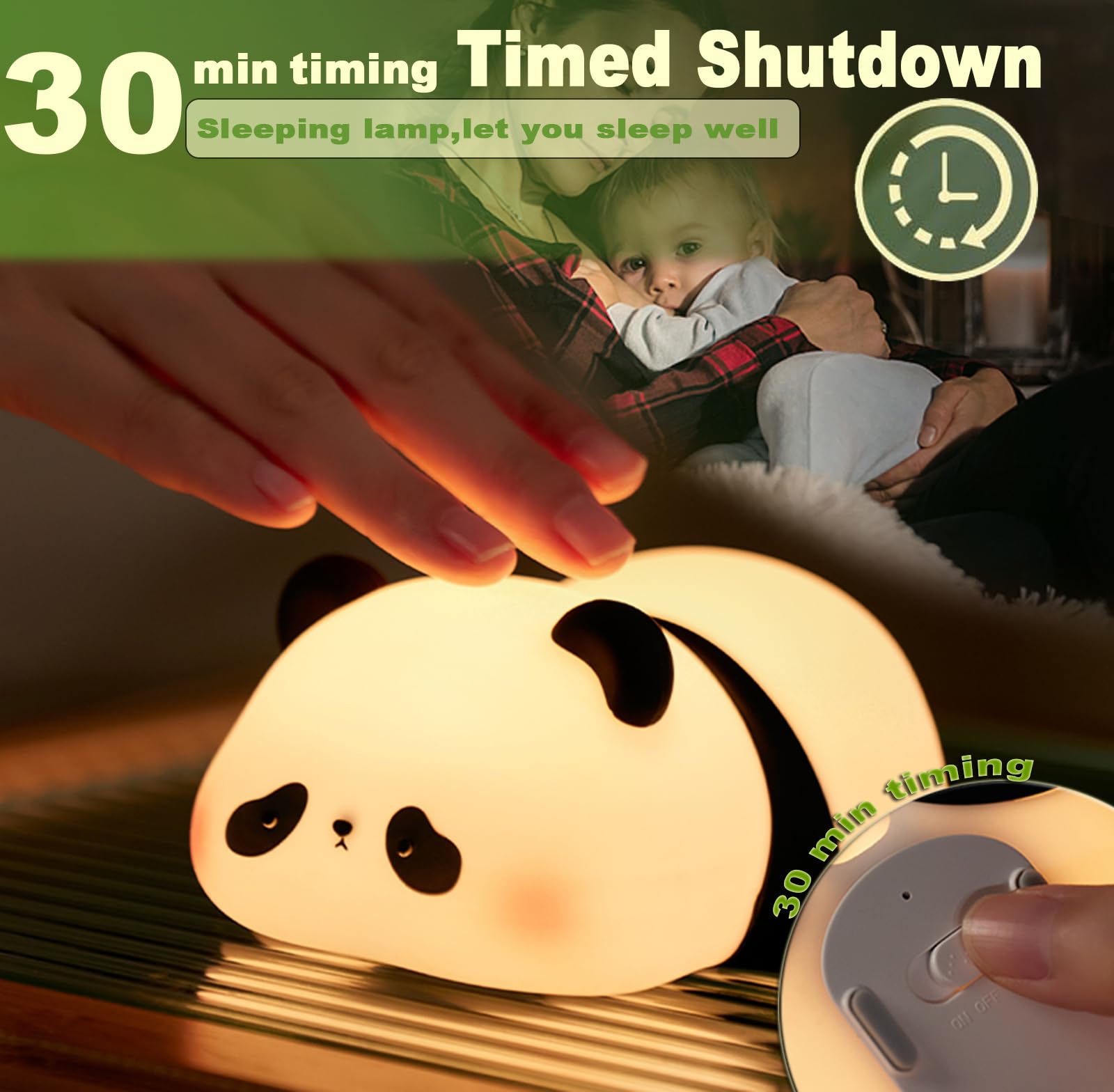 DREAMING MY DREAM Panda Night Light, side-glow shows warm light ideal for late-night feeds