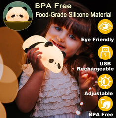 DREAMING MY DREAM Panda Night Light, silicone body adds tactile play while softly illuminating nursery
