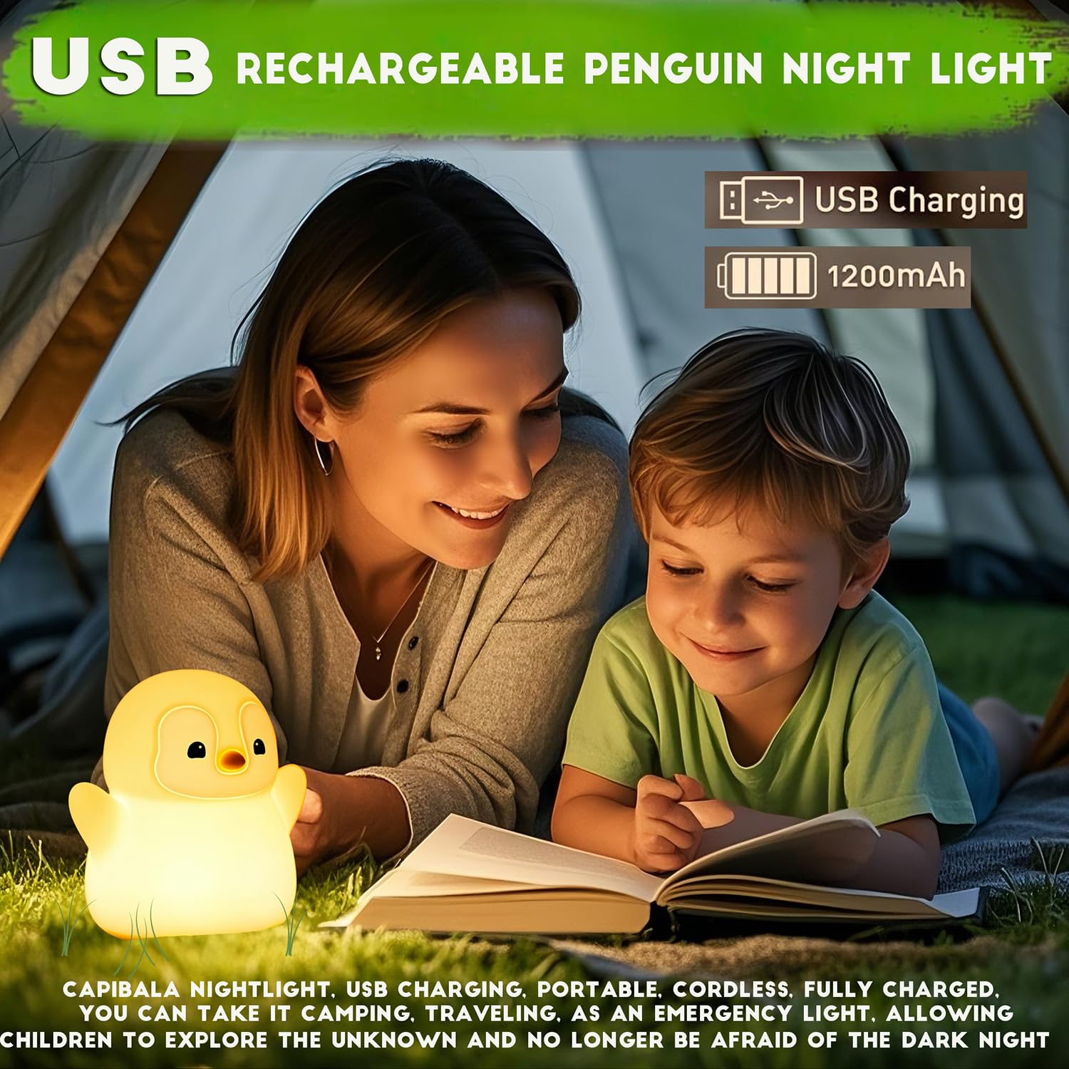 DREAMING MY DREAM penguin night light bedside glow ideal for kids' bedtime routines.