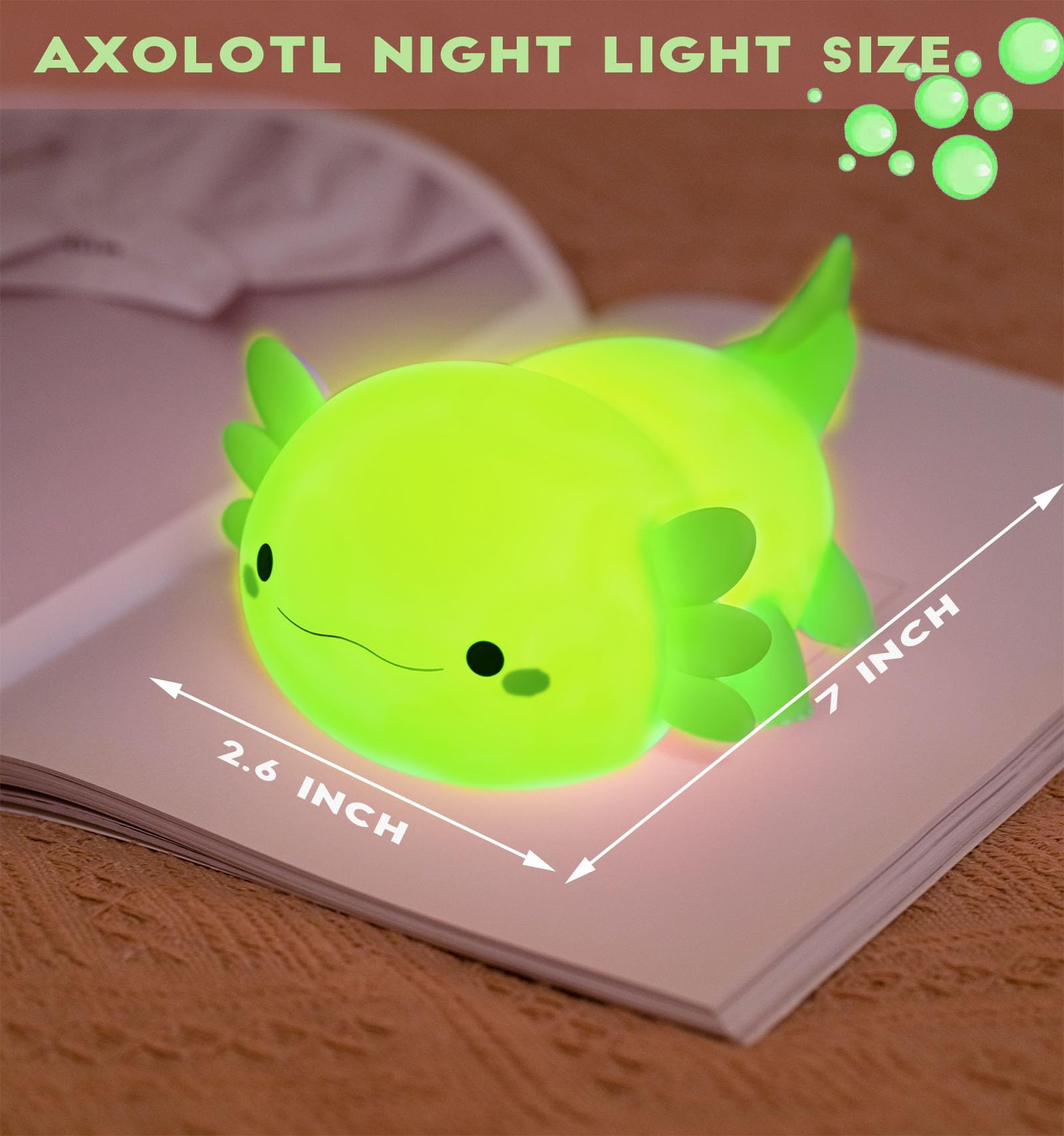 DREAMING MY DREAM Portable Axolotl light works as bedside, travel, or emergency lighting.
