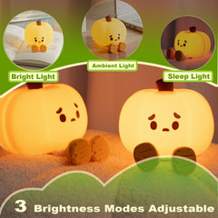 DREAMING MY DREAM silicone pumpkin night light is BPA-free and kid-safe with soft tactile glow.