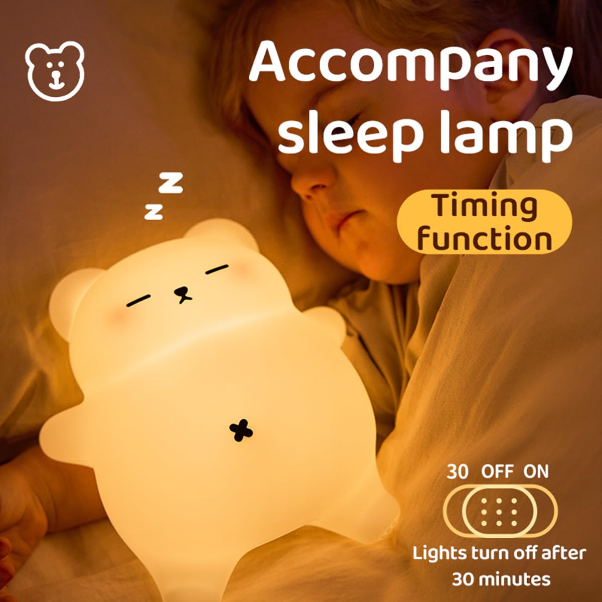 DREAMING MY DREAM snoring bear night light gift ready packaging for nursery or dorm decor.