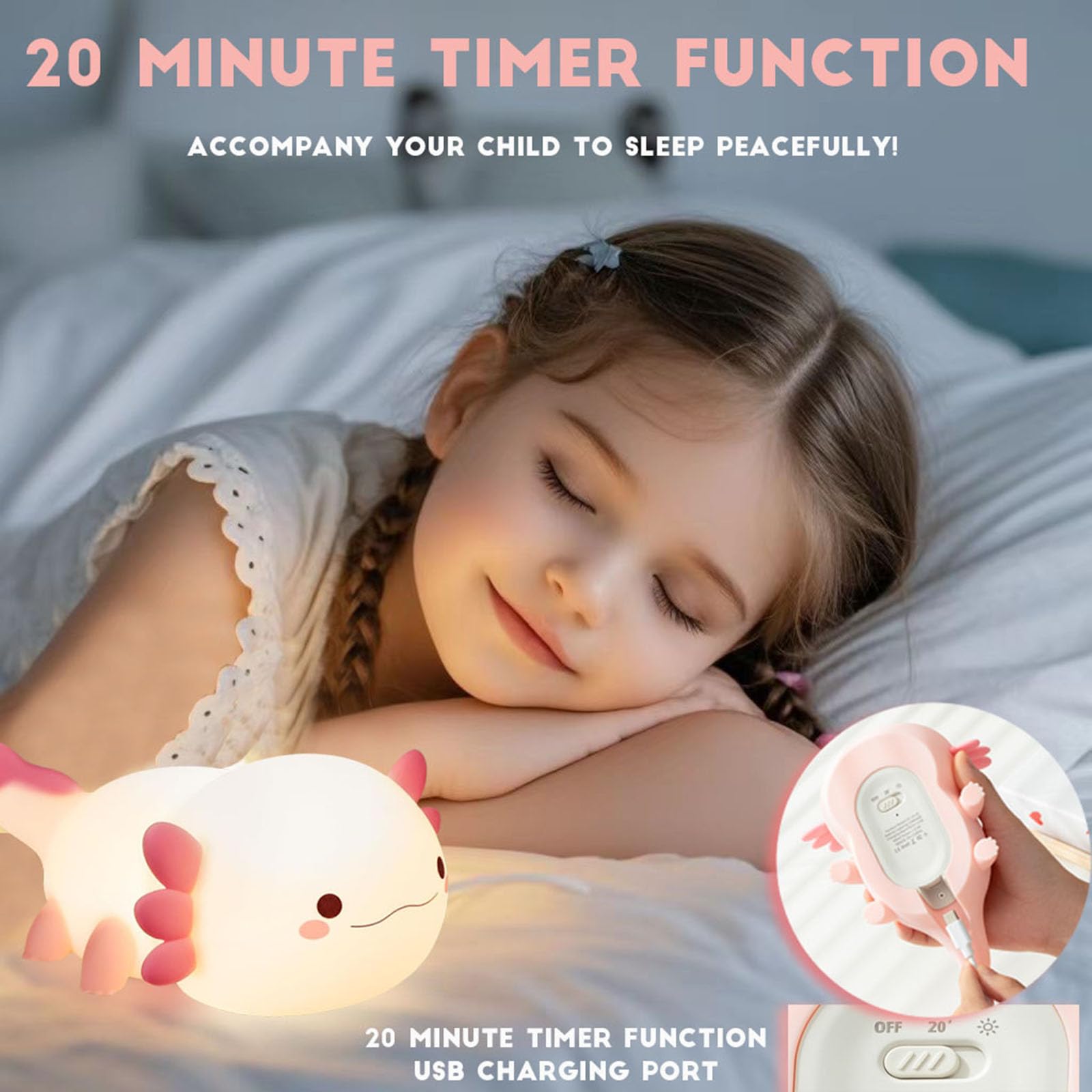DREAMING MY DREAM axolotl night light bedside decor adding cute room charm