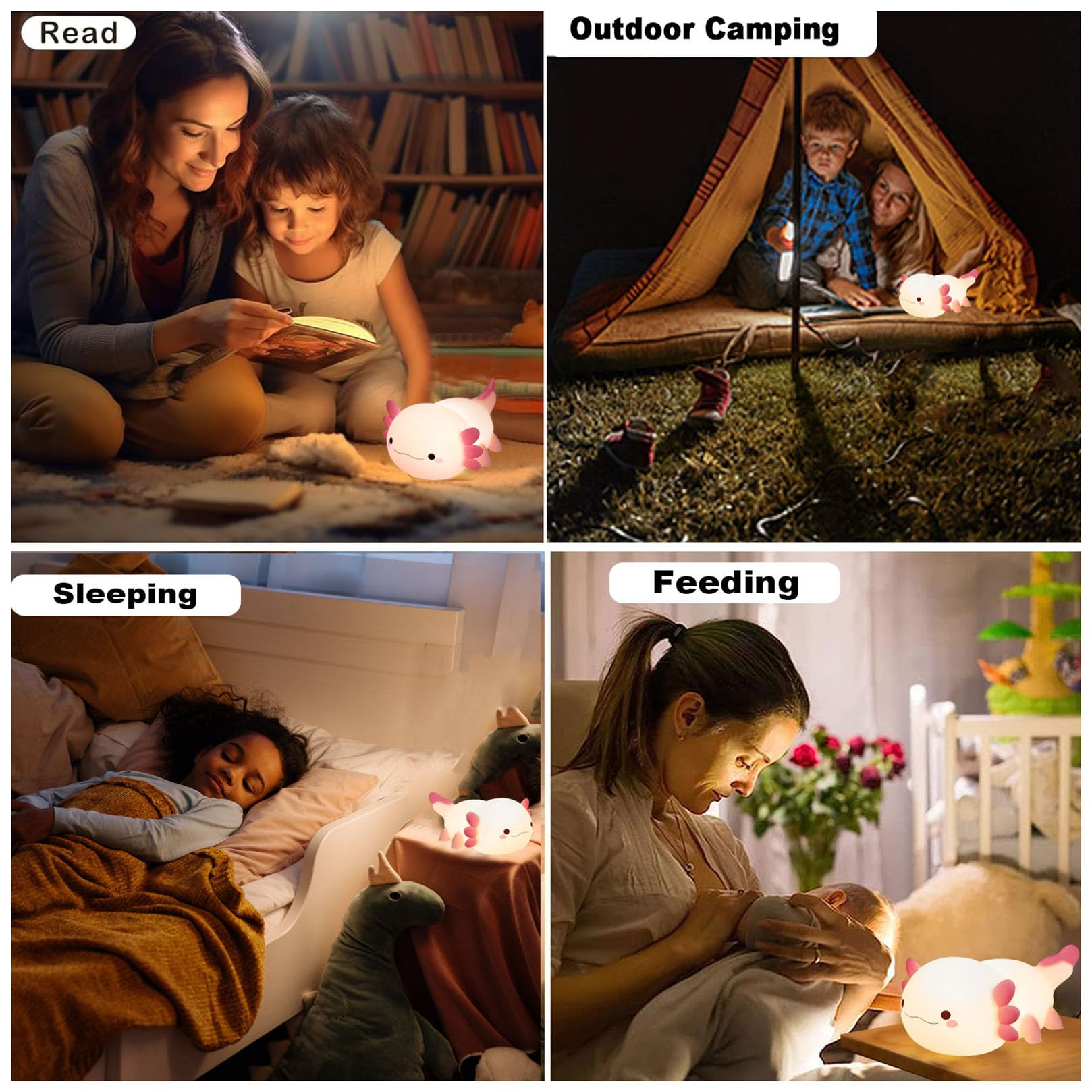 DREAMING MY DREAM axolotl night light dual brightness for eye-friendly lighting
