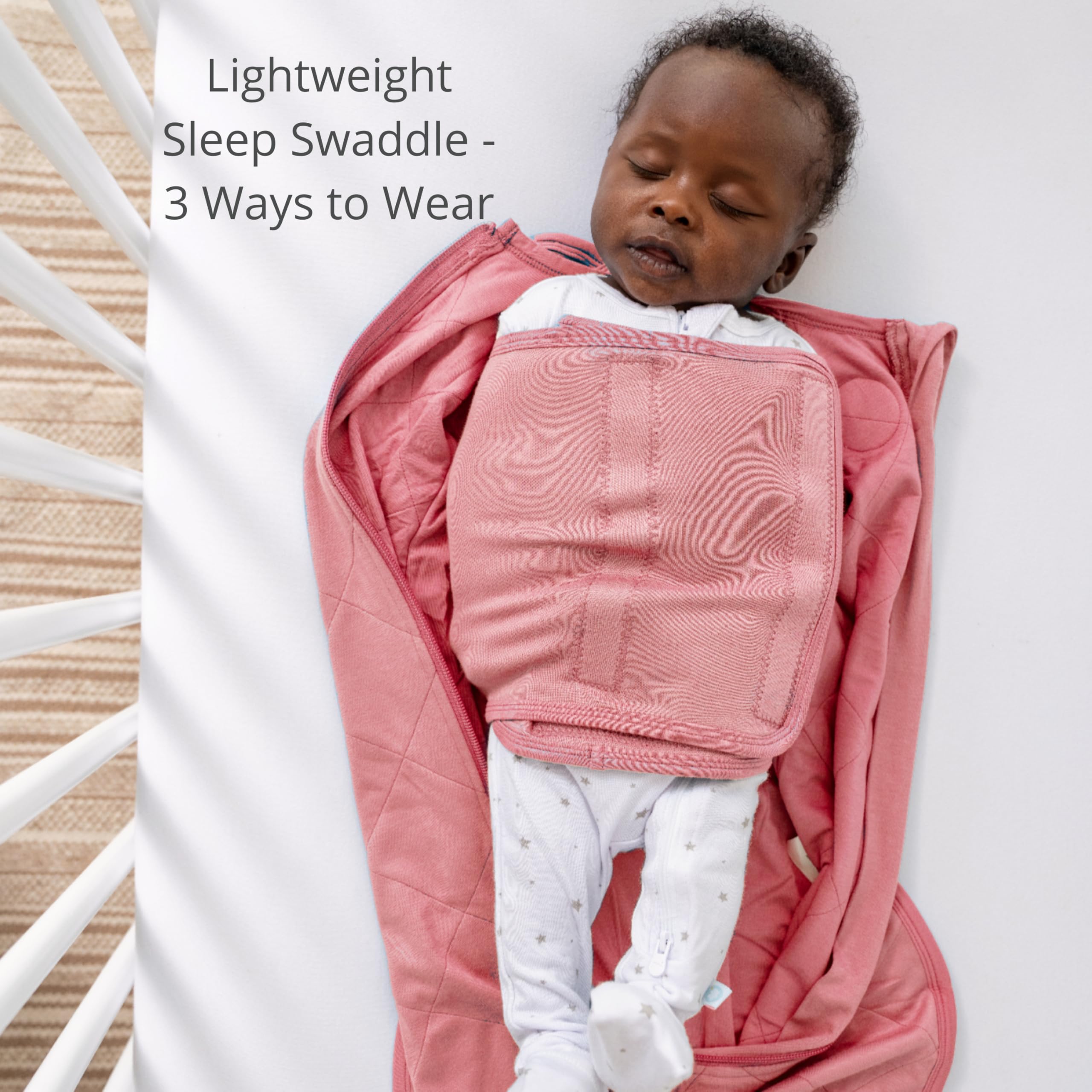 Dreamland Baby bamboo viscose swaddle Rose 1.0 TOG emphasizes breathable warmth for comfy nights
