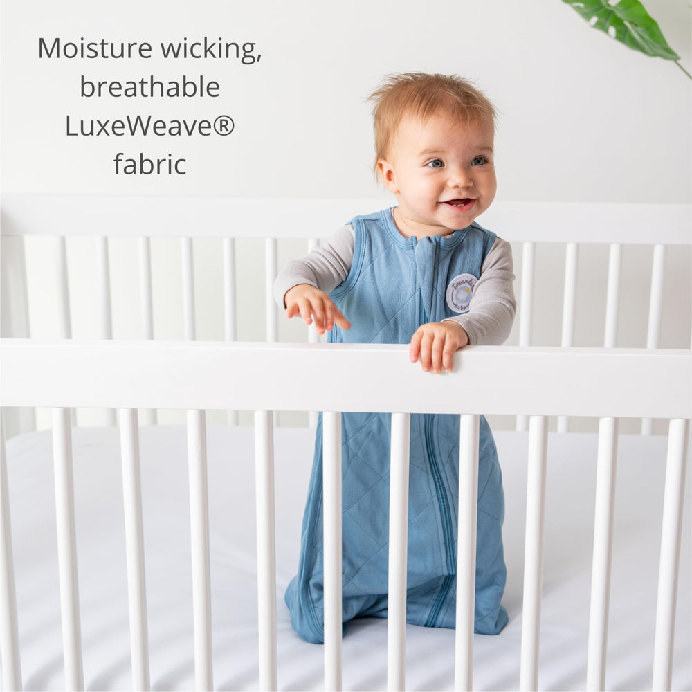Dreamland Baby Sleep Sack 6-12m fit image shows secure sizing for 15-24 lb babies