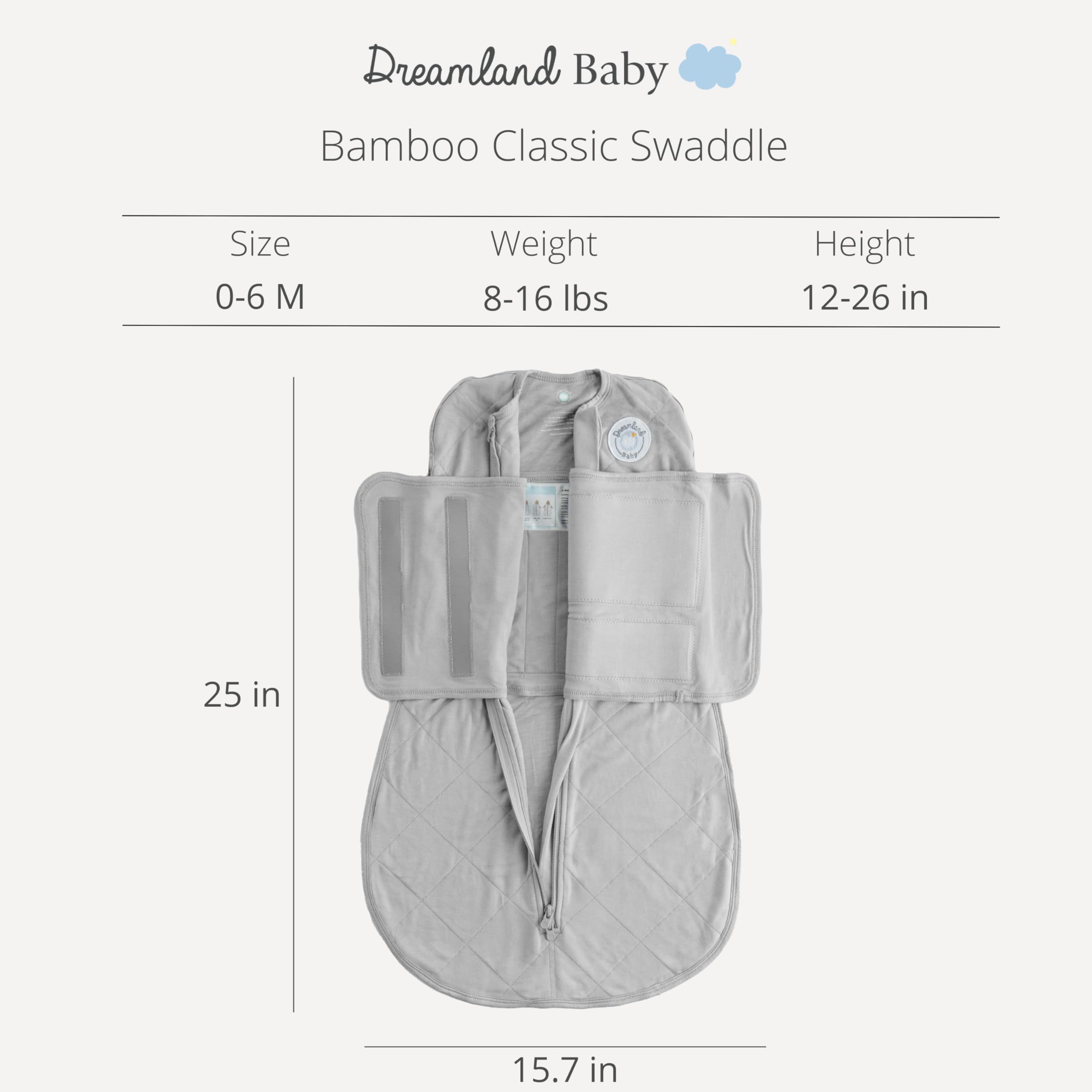 Dreamland Baby viscose swaddle grey 1.0 TOG breathable fabric for room temperature comfort