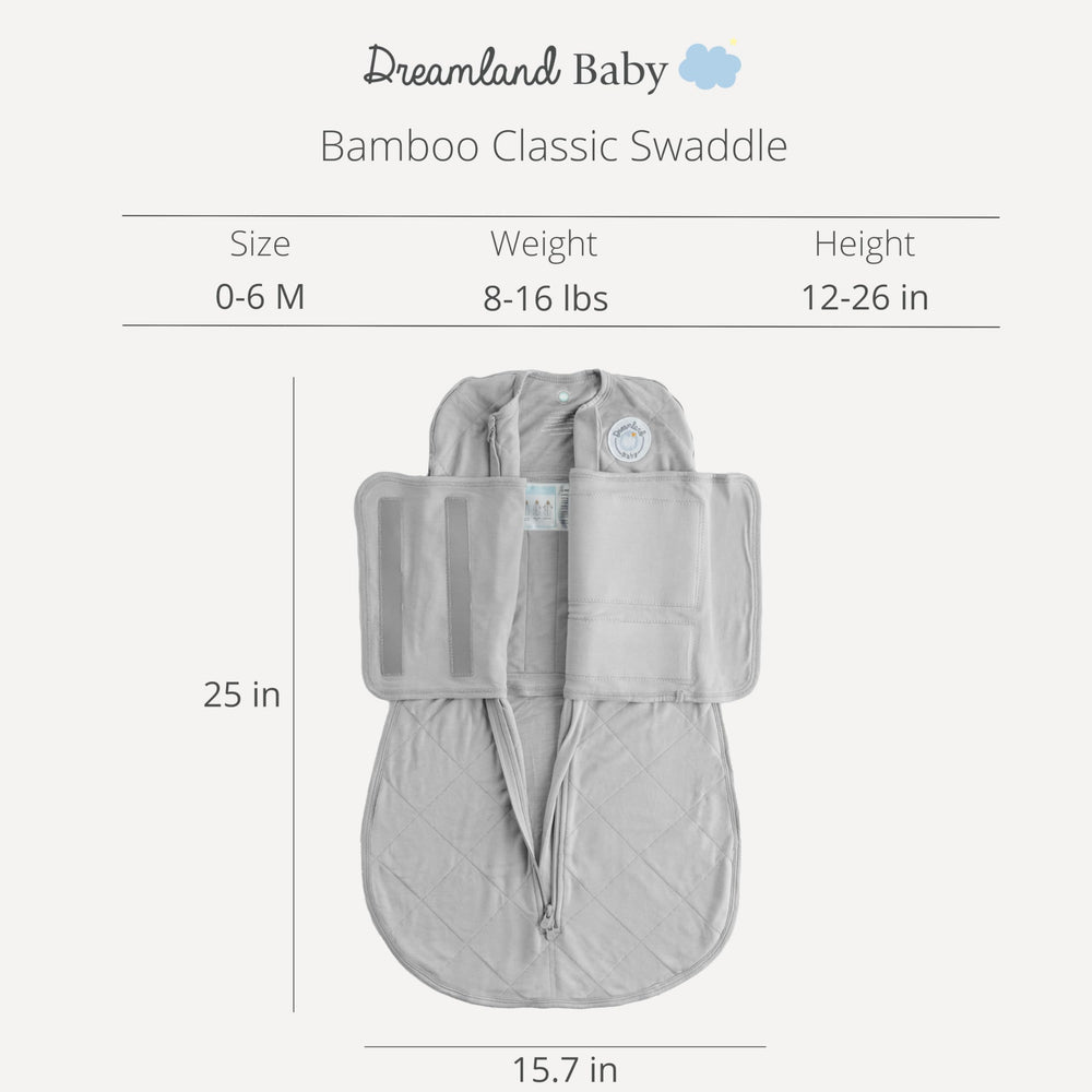 Dreamland Baby viscose swaddle grey 1.0 TOG breathable fabric for room temperature comfort