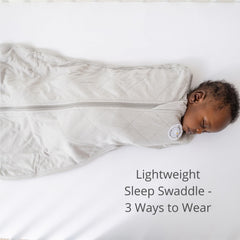 Dreamland Baby viscose swaddle grey band closeup showing built-in band for secure snug