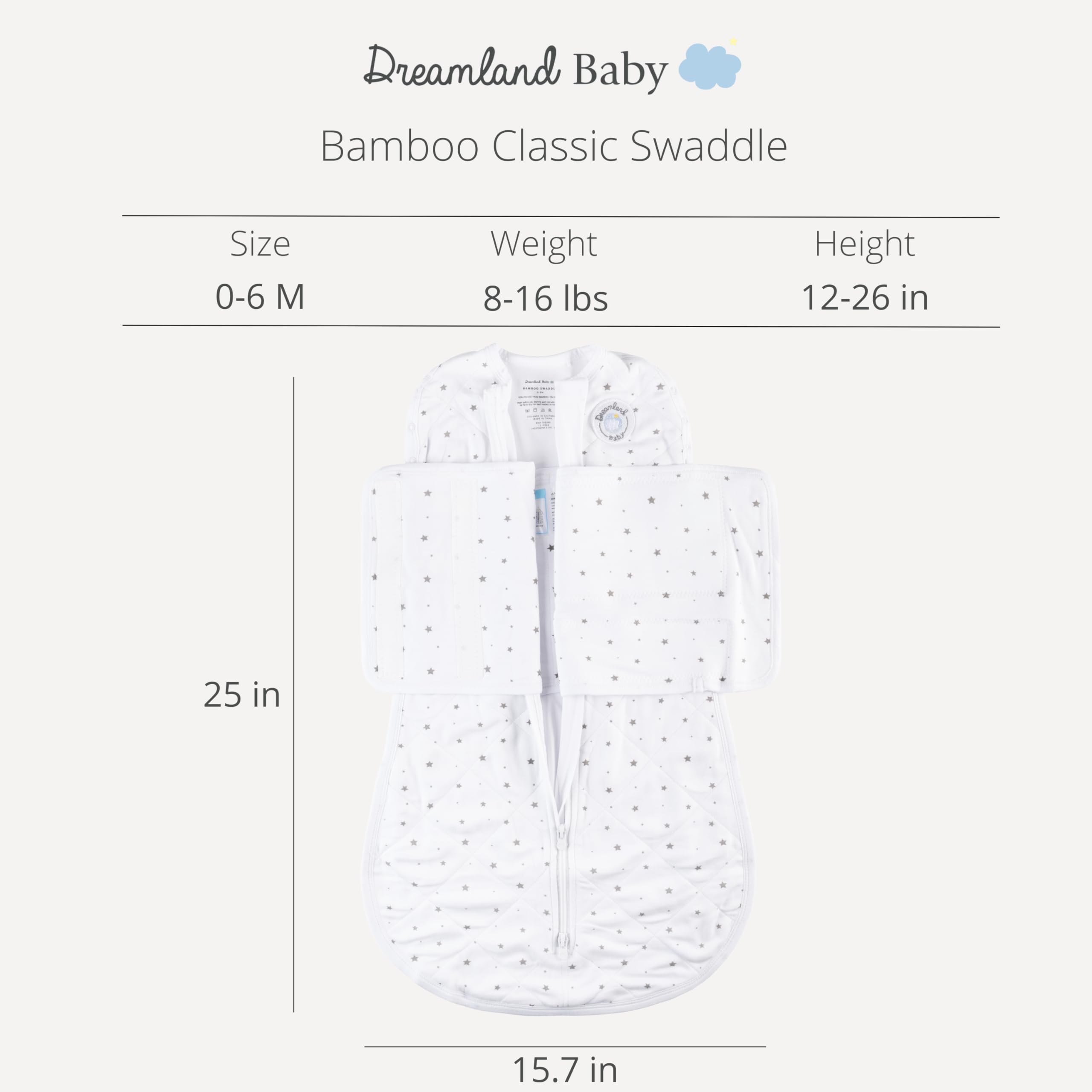 Dreamland Baby viscose swaddle is newborn-friendly with premium, skin-friendly materials.