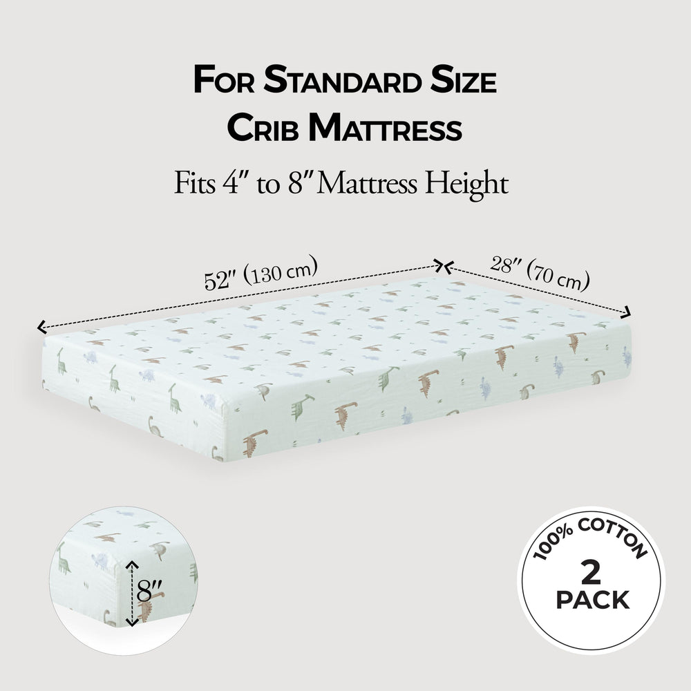 Dreamology crib sheet highlighting eight-inch deep pockets for a snug fit.