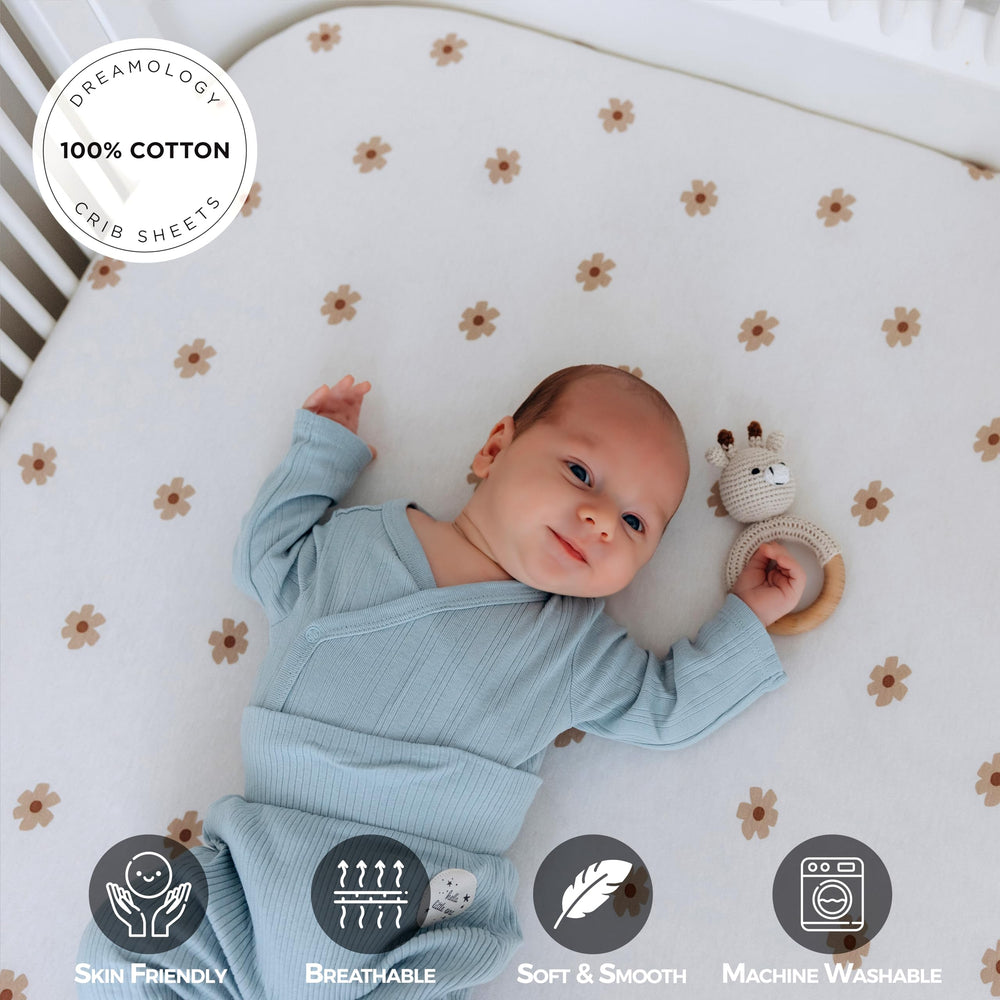 Dreamology crib sheets 52x28 fit snugly on standard cribs.
