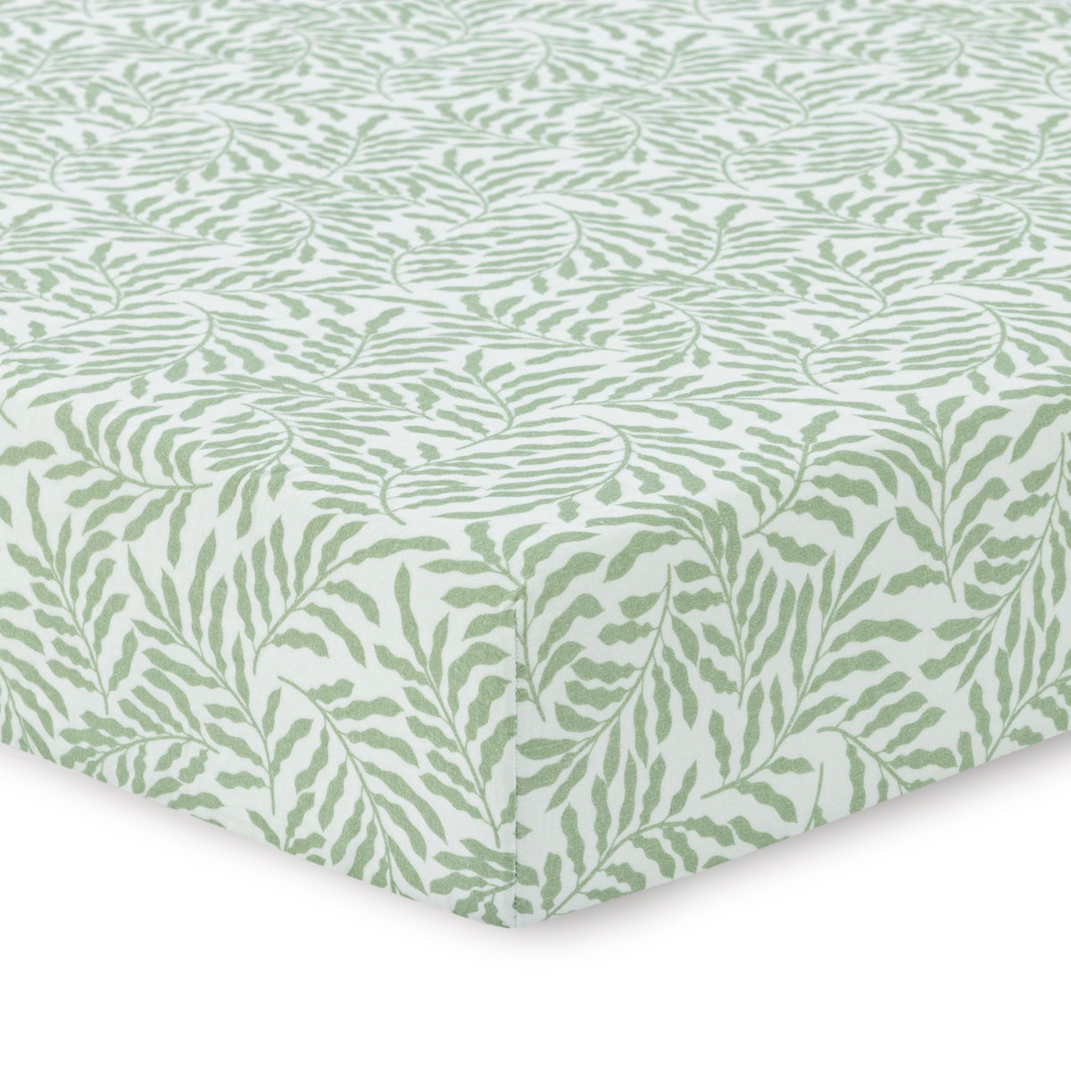 Dreamology Leaves muslin crib sheet packaged for gifting with breathable fabric