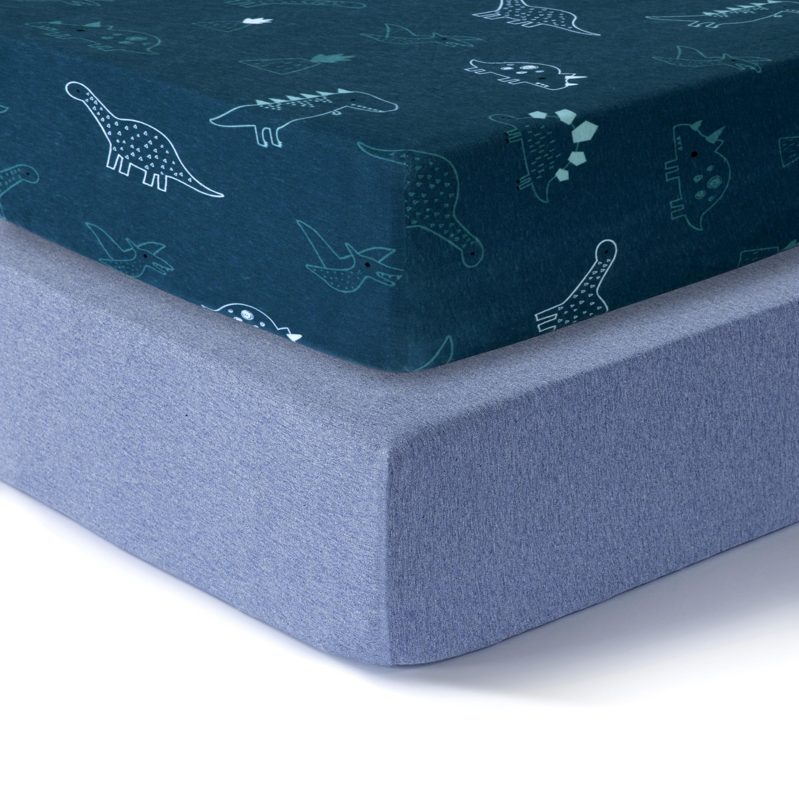 Dreamology mini crib sheets 24x38 Dino pattern offer soft, breathable sleep surface.