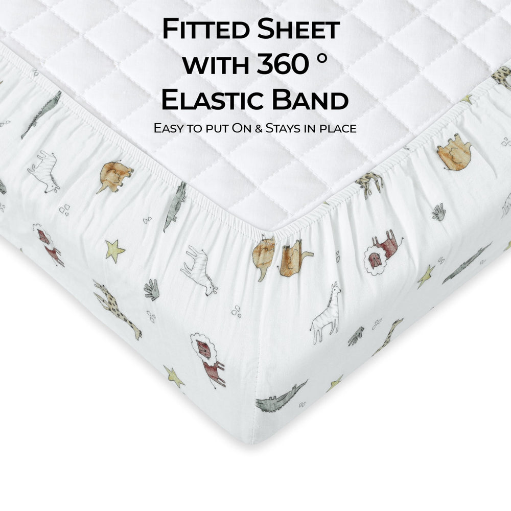 Dreamology muslin crib sheets with elastic corners provide a secure, slip-resistant fit.
