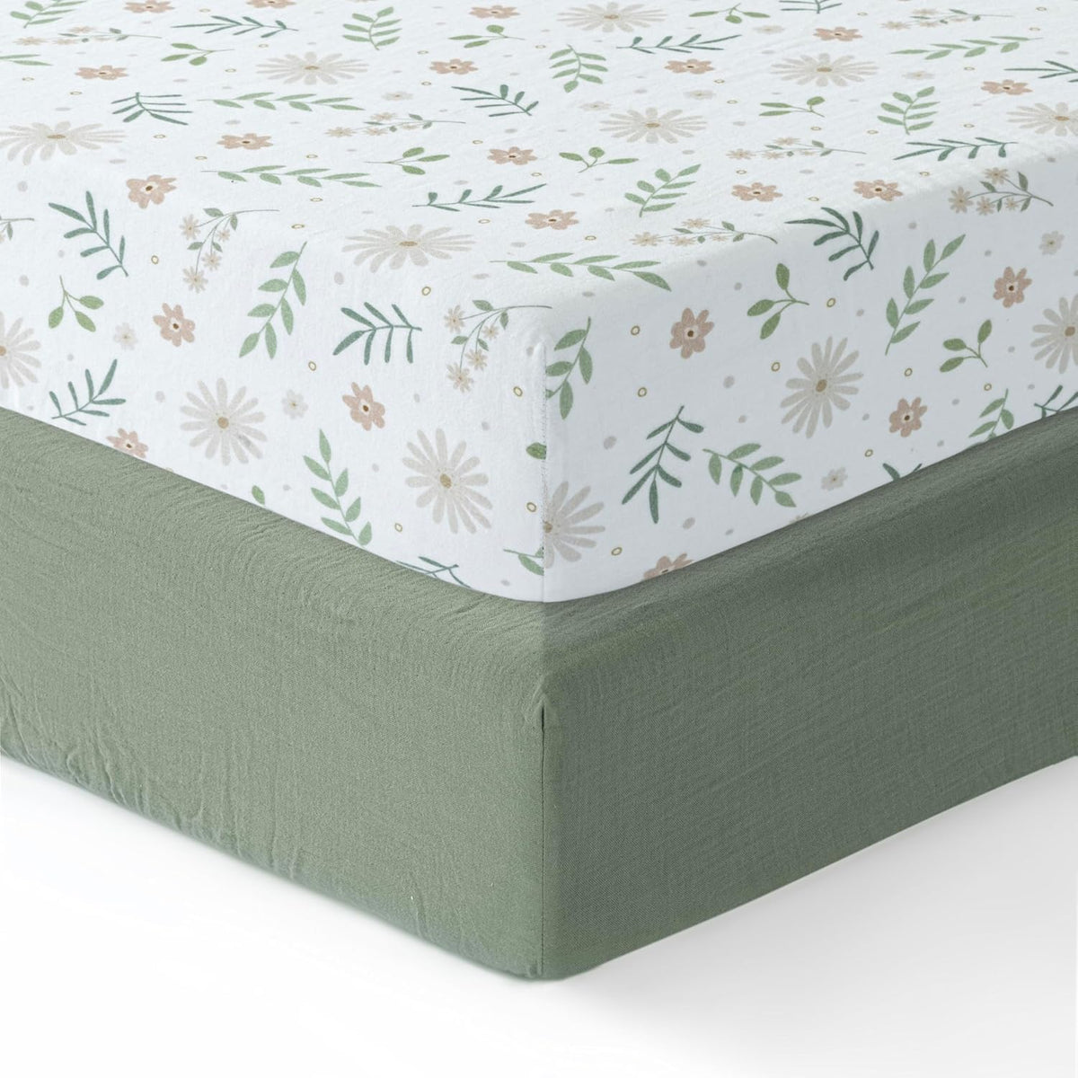 Dreamology muslin crib sheets floral pack: soft, breathable cotton for comfortable crib sleep.