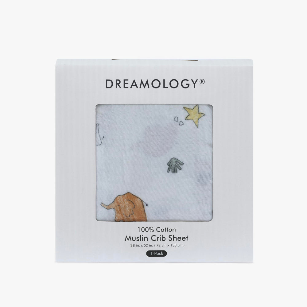 Dreamology muslin crib sheets packaged gift-ready for baby showers.