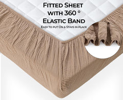 Dreamology Muslin crib sheets close-up reveal ultra-soft cotton texture