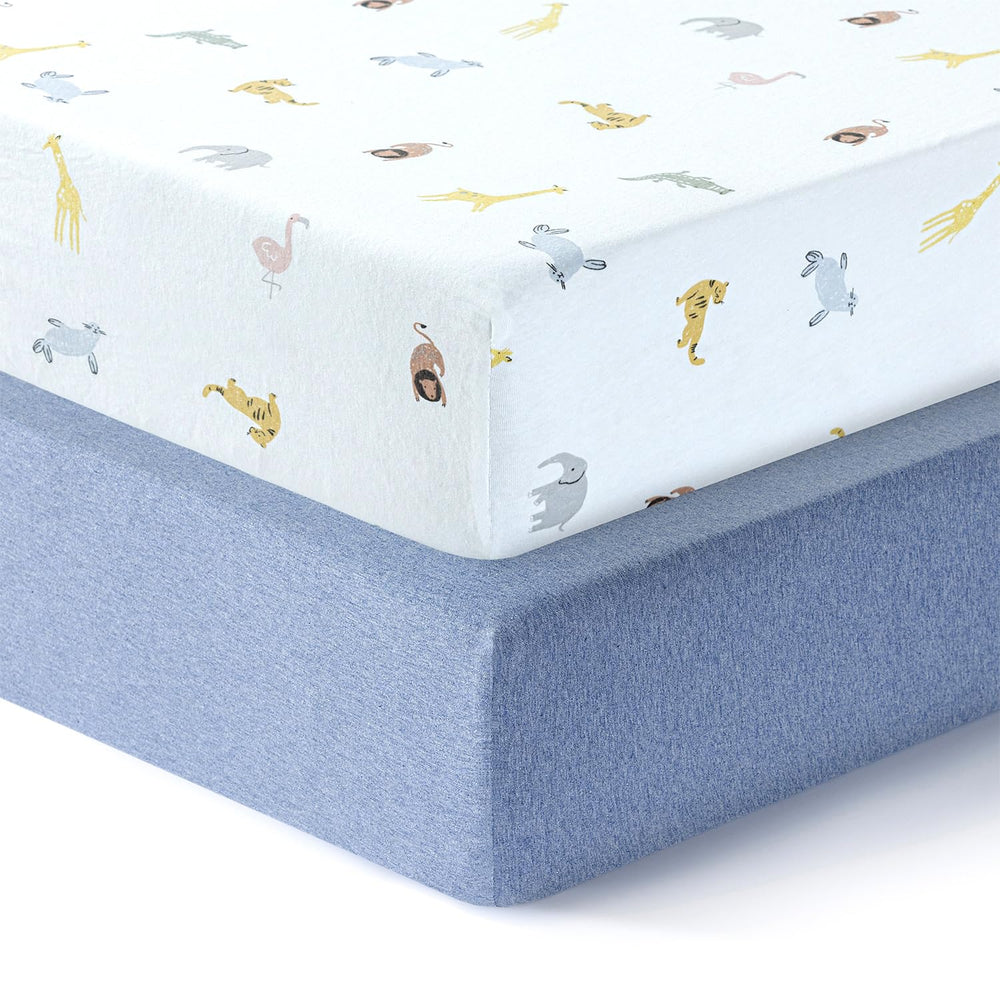 Dreamology Pack and Play Sheets fabric texture shows soft cotton for gentle baby skin.