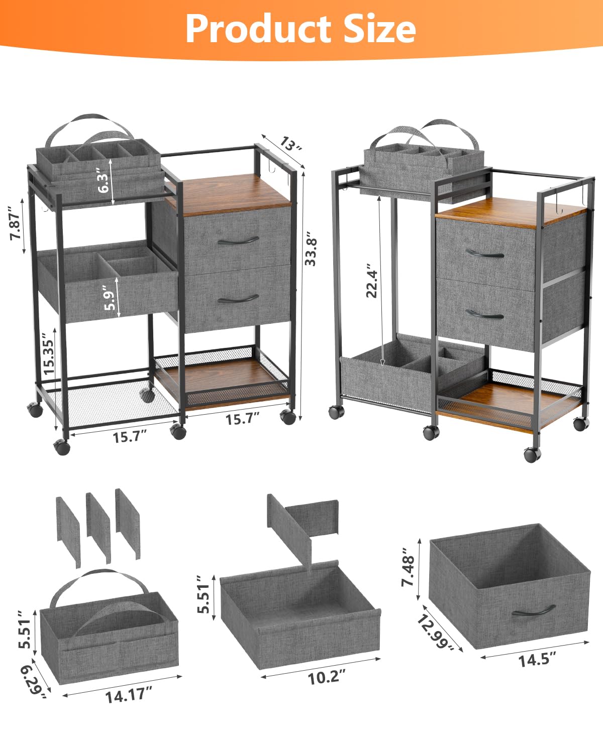 DreamPine changing-station cart shelves offer quick diaper changes.