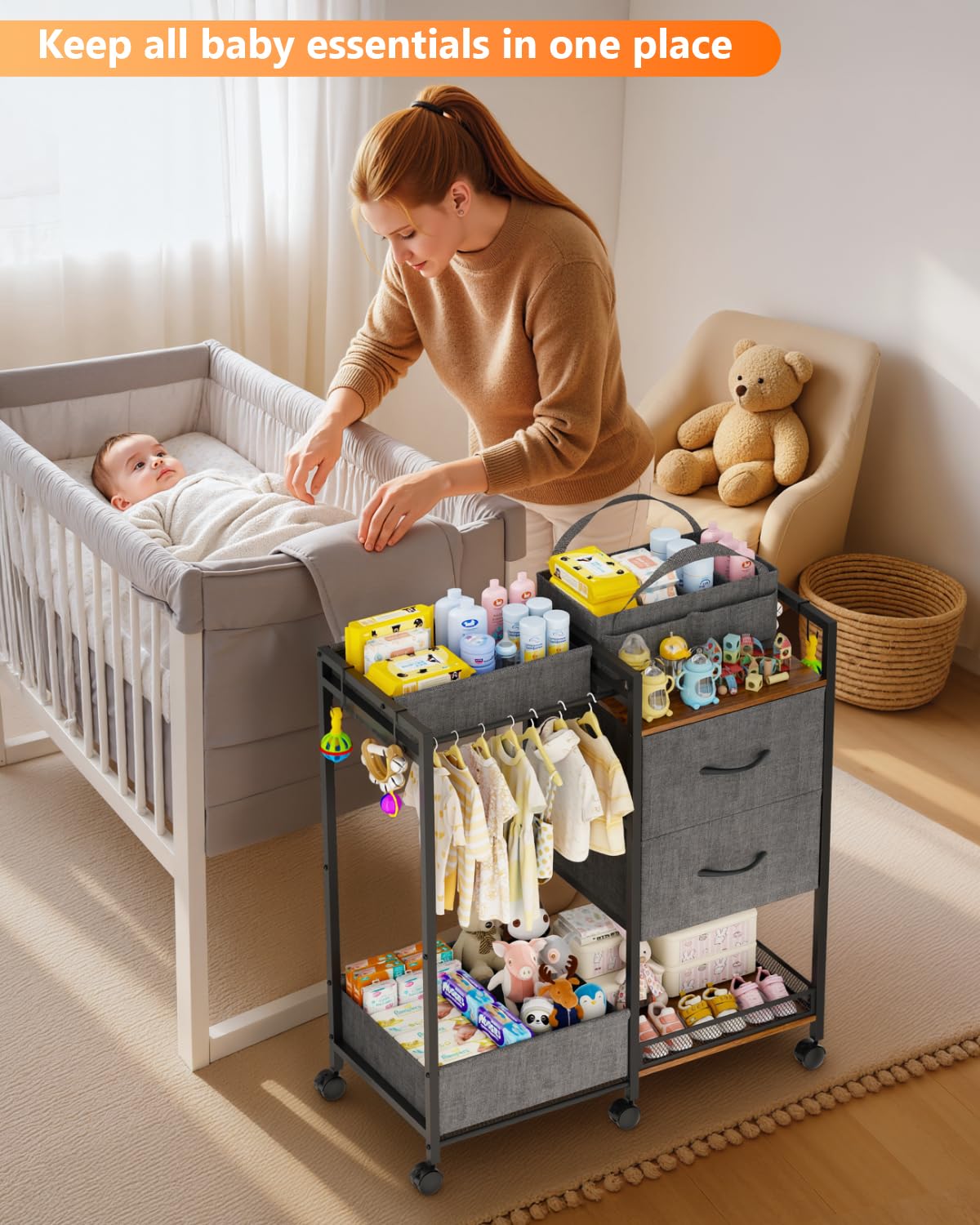 DreamPine growing-utility-cart shows versatile use as your child grows.