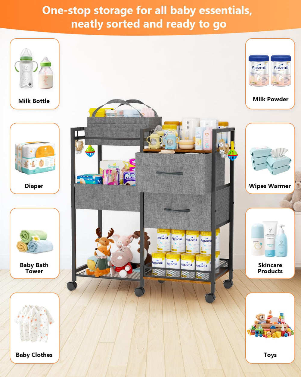 DreamPine rolling cart with 360° wheels for easy movement.