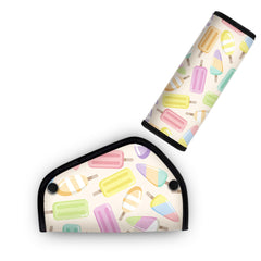 DreamsLink.LC kid seat belt cover closeup shows three-layer fabric for gentle skin protection.