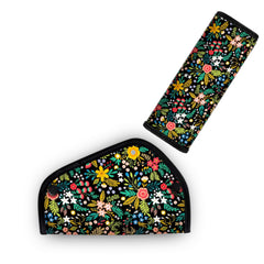 DreamsLink.LC kid seatbelt cover pad in wildflower pattern for gentle neck comfort.