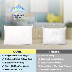 Dreamtown Kids toddler pillow is proudly made in the USA for safety and durability.