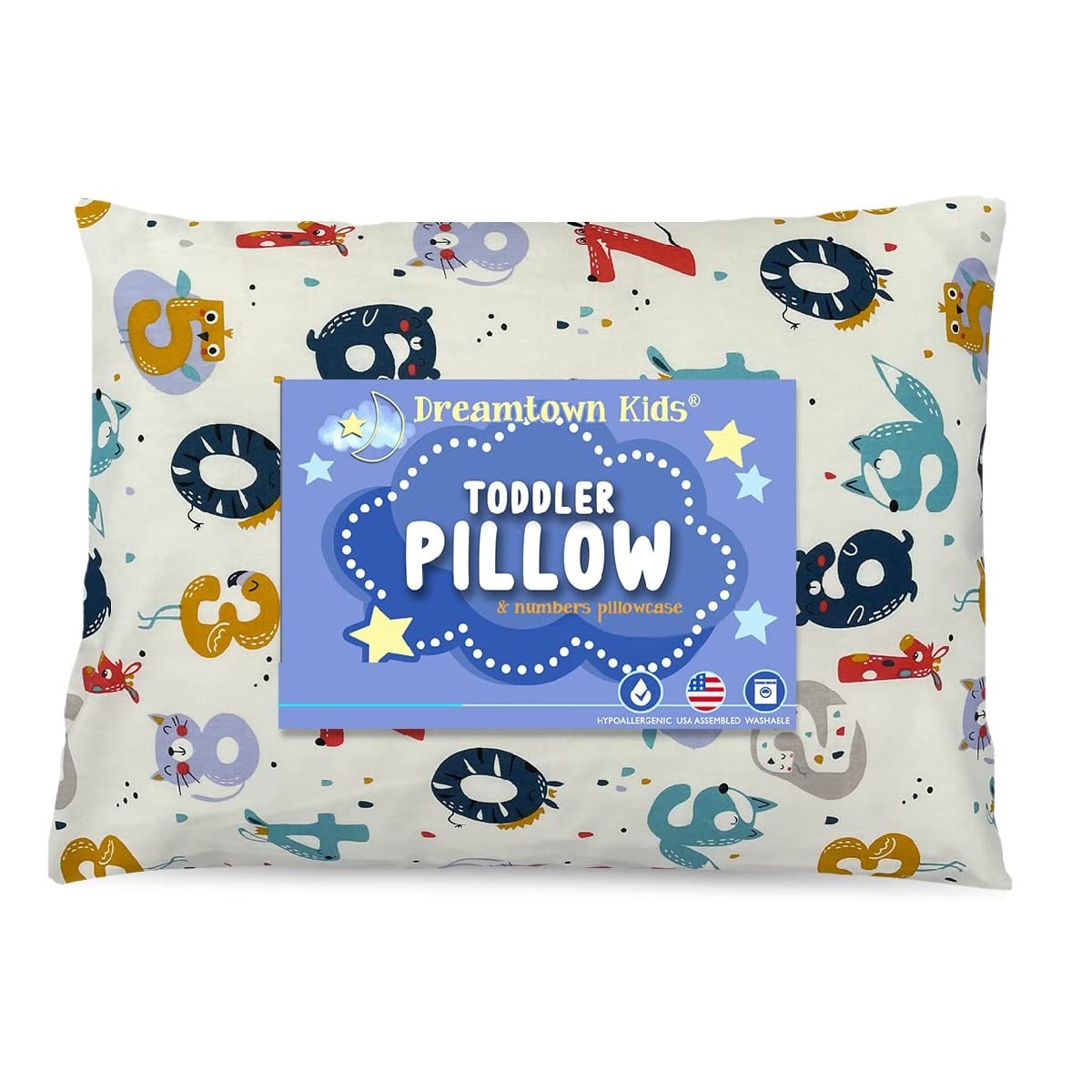 Dreamtown Kids toddler pillow with soft poly-cotton blend for cozy naps at home