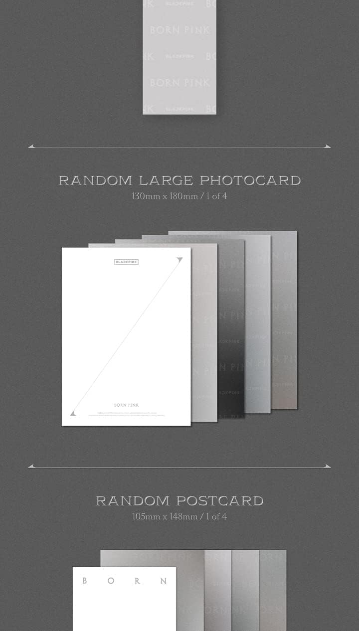DREAMUS Blackpink Born Pink gray large photocard—collectible card for fans.