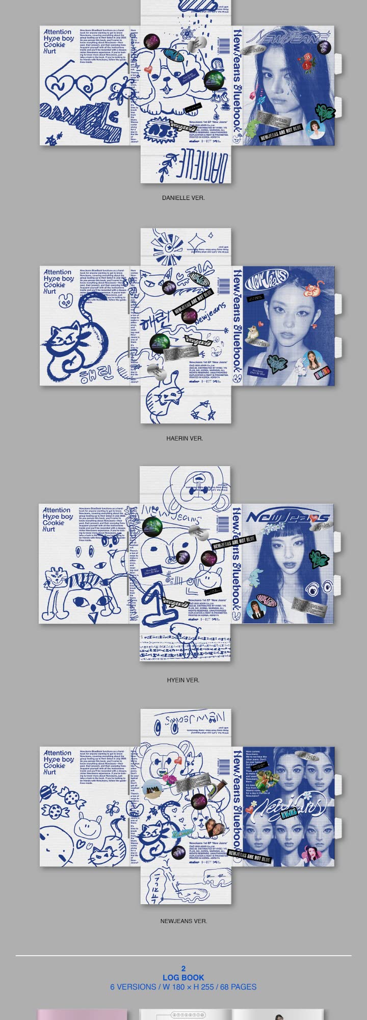 DREAMUS NewJeans Bluebook contents spread for quick reference and display.