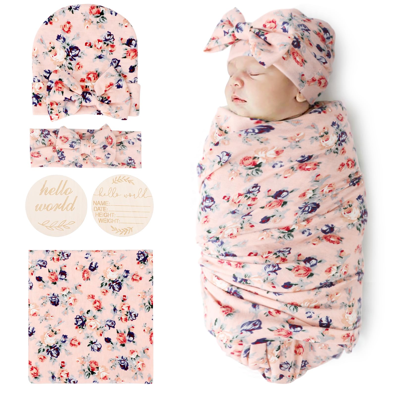 DRESHOW BQUBO baby blanket floral pattern for cozy, breathable swaddling for newborns.