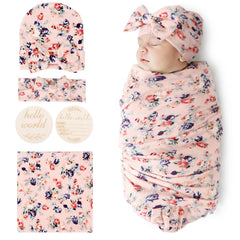 DRESHOW BQUBO baby blanket floral pattern for cozy, breathable swaddling for newborns.