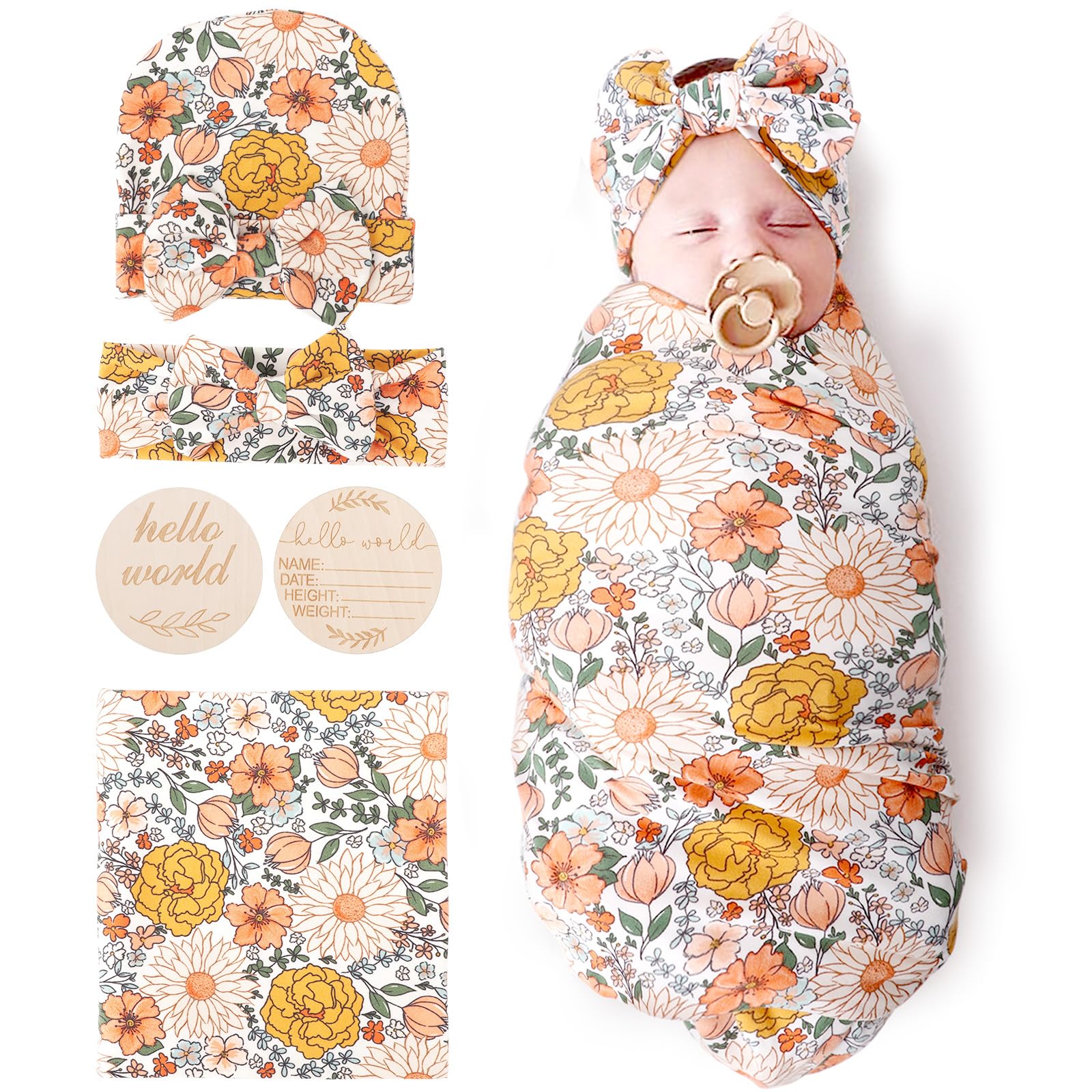 BQUBO baby floral blanket swaddle for cozy newborn snuggles.