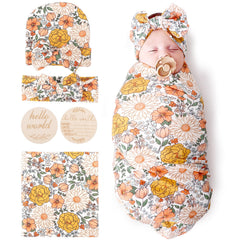 BQUBO baby floral blanket swaddle for cozy newborn snuggles.