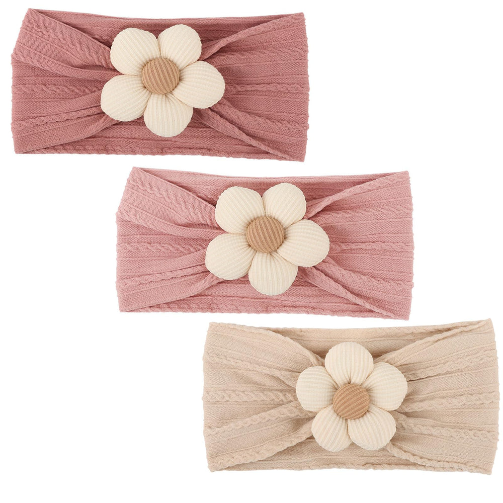 DRESHOW BQUBO baby flower headband in pink provides gentle stretch for newborn comfort and cute outfits.
