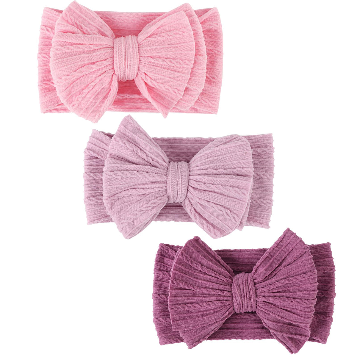 DRESHOW BQUBO baby headbands 3-pack on infant, versatile daily wear.