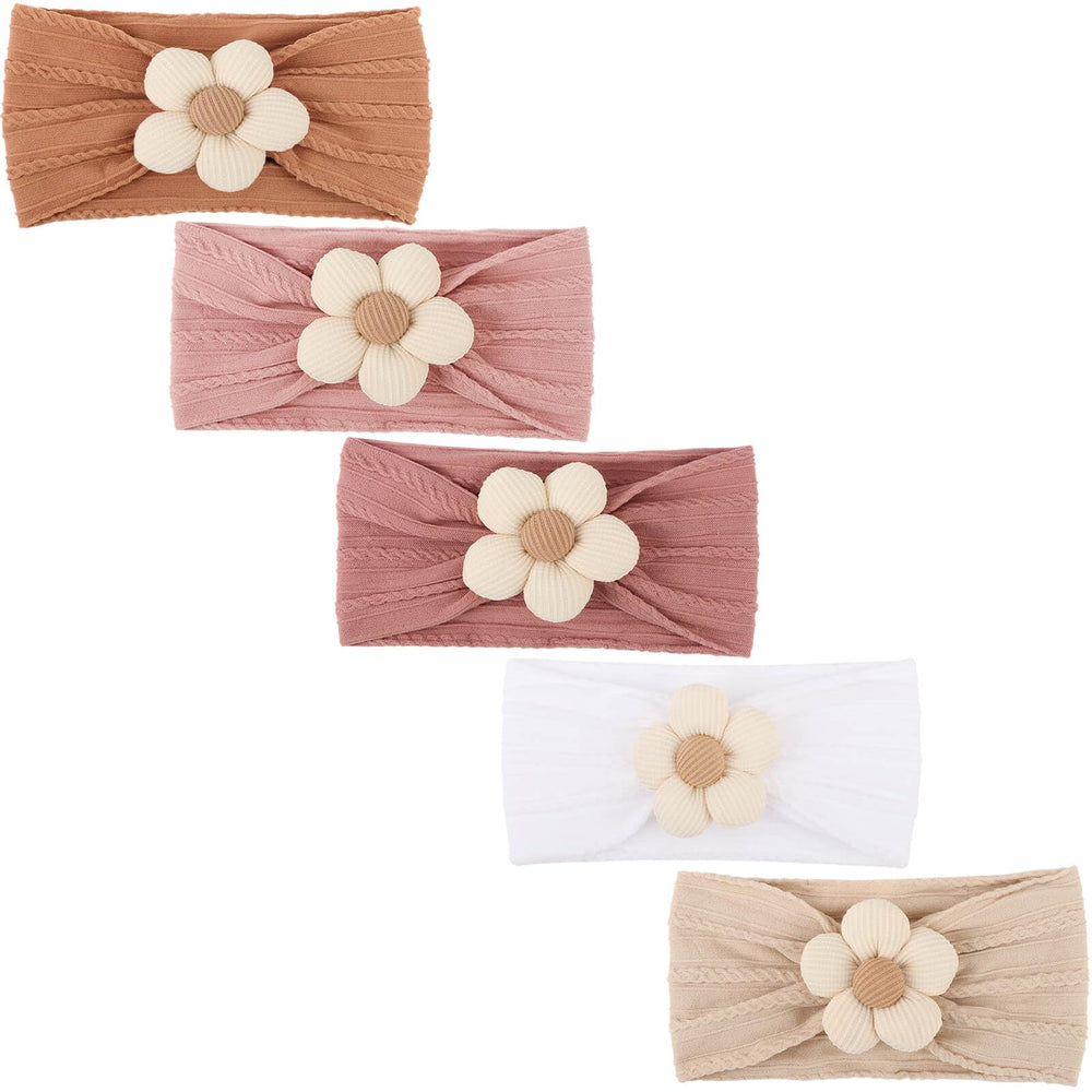 DRESHOW BQUBO baby nylon headbands with flower design add cute style and photos.