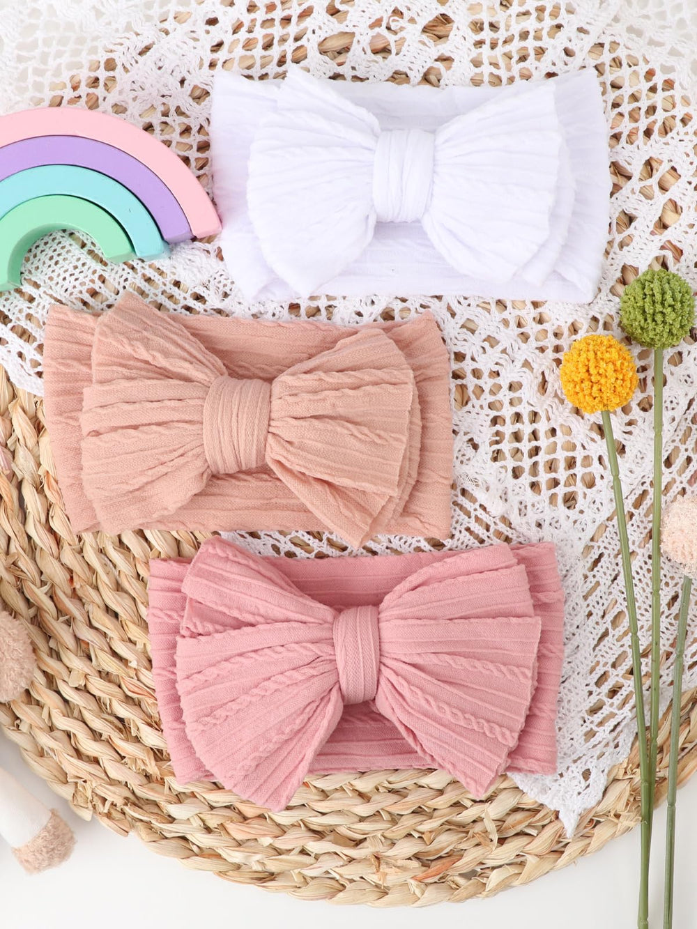DRESHOW BQUBO baby turban headband offers soft fit for newborns and toddlers.