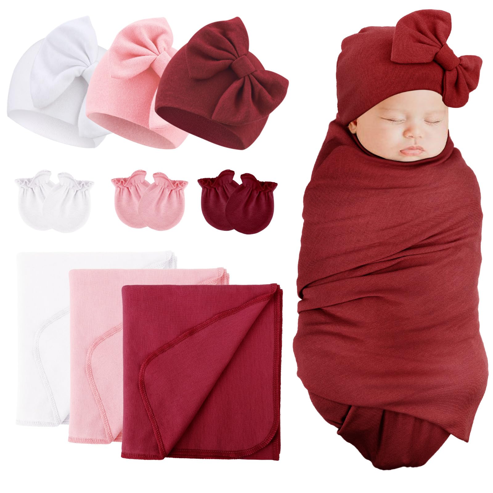 DRESHOW BQUBO newborn blanket close-up shows soft cotton fabric for gentle swaddling.