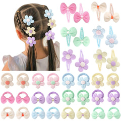 DRESHOW BQUBO toddler hair ties and bows in colorful set for easy daily styling