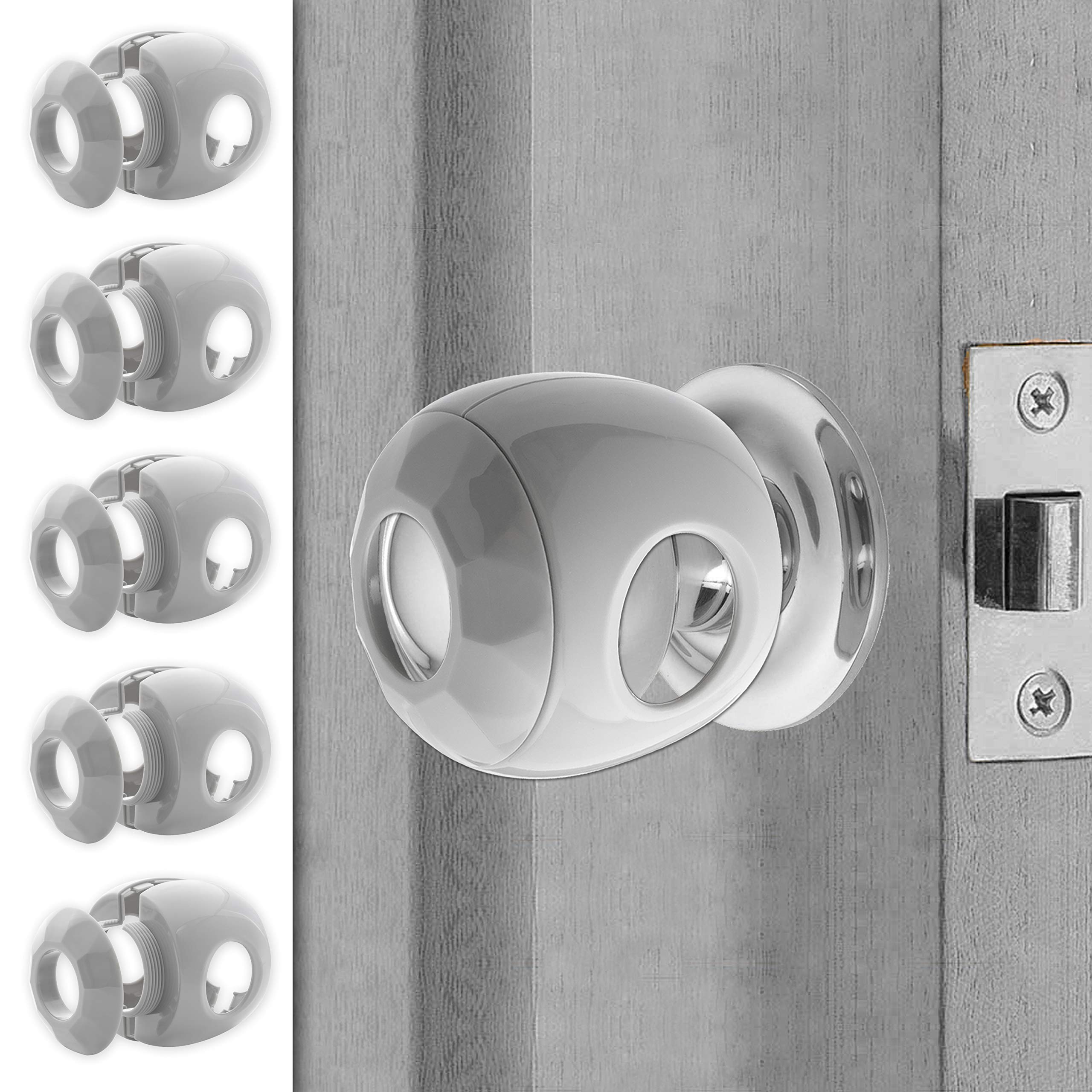 Driddle door knob cover 5-pack front view for quick child safety.