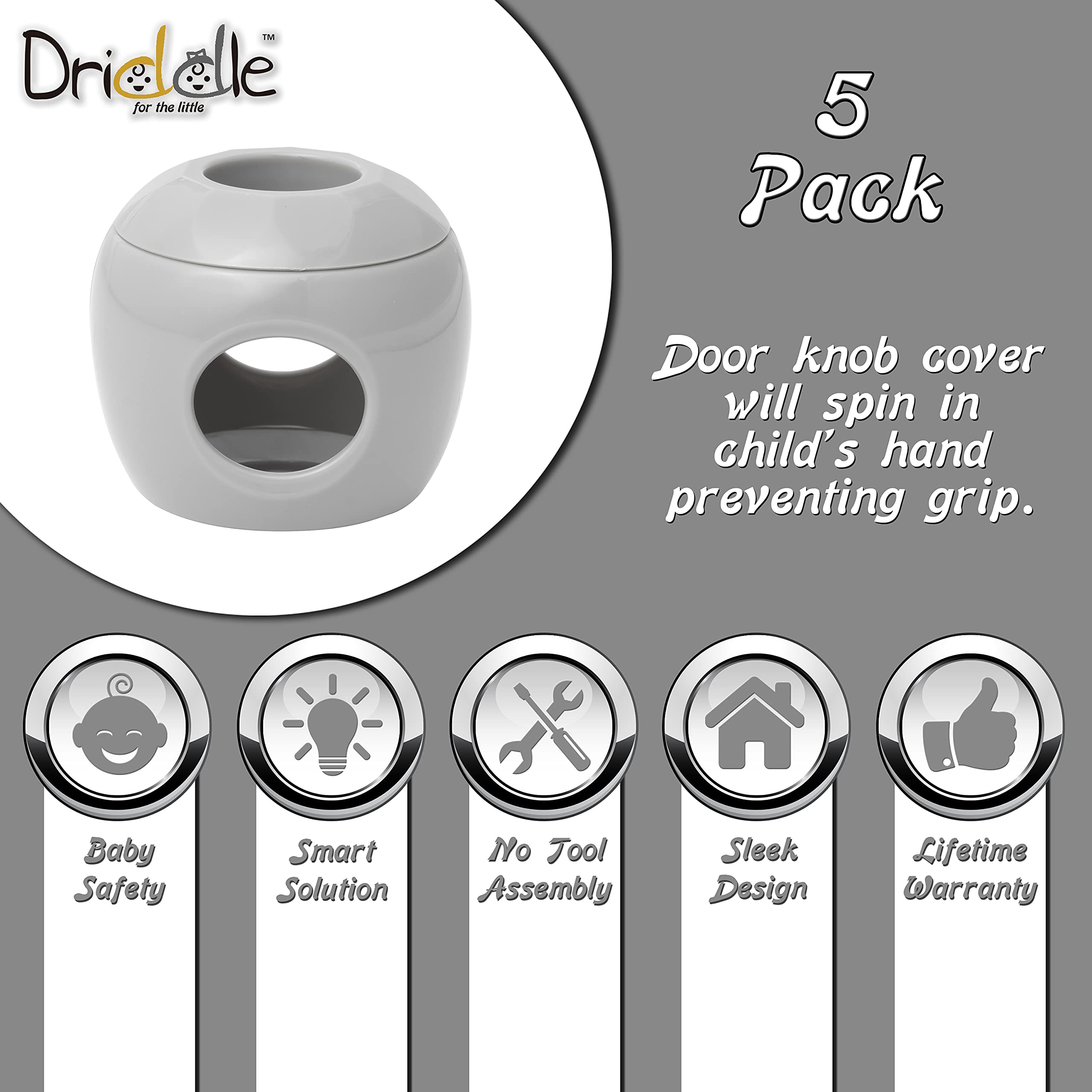 Driddle 5-pack installation view illustrating tool-free setup.