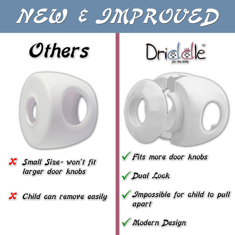 Driddle door knob safety cover fits most doors for universal compatibility.