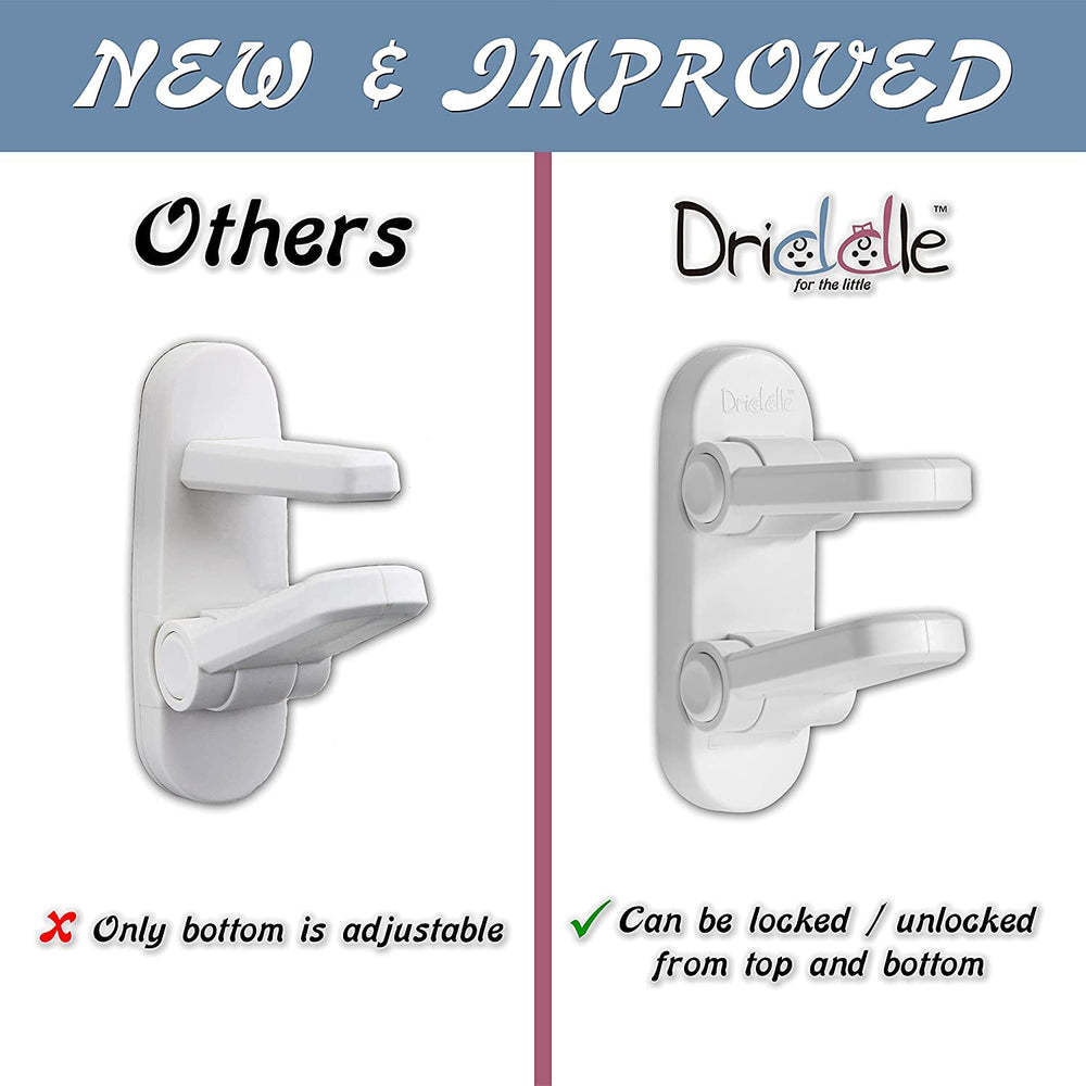 Driddle lock installed on a standard door lever for one-handed adult access.