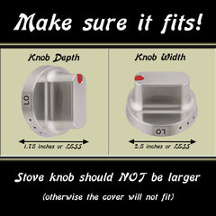 Driddle stove knob safety cover close-up showing discreet clear design on a kitchen appliance.
